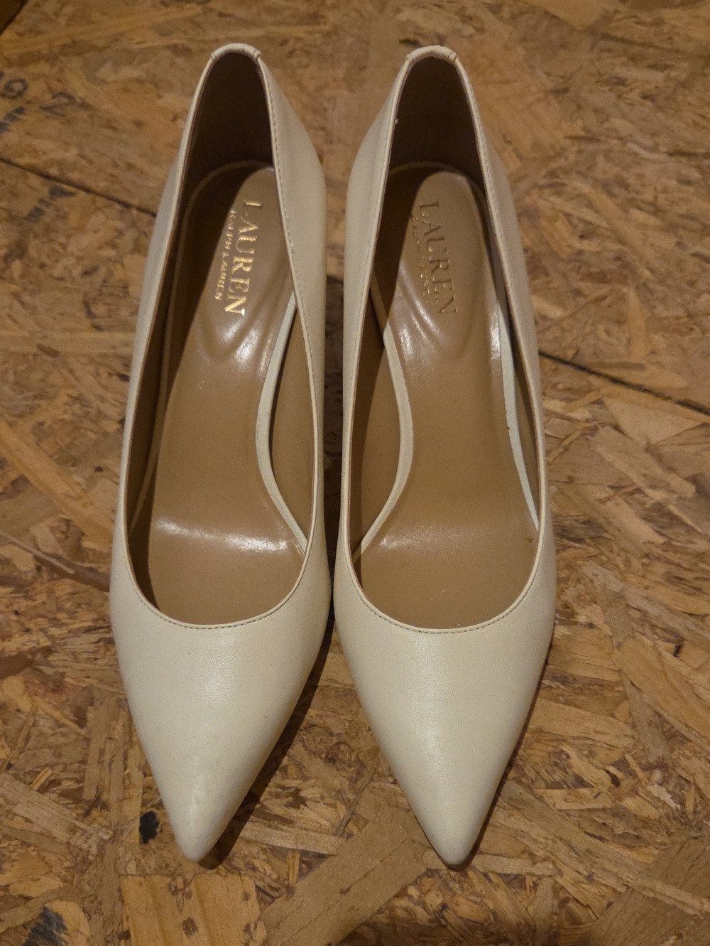 Lauren Ralph Lauren Cream Pointed-Toe Pumps